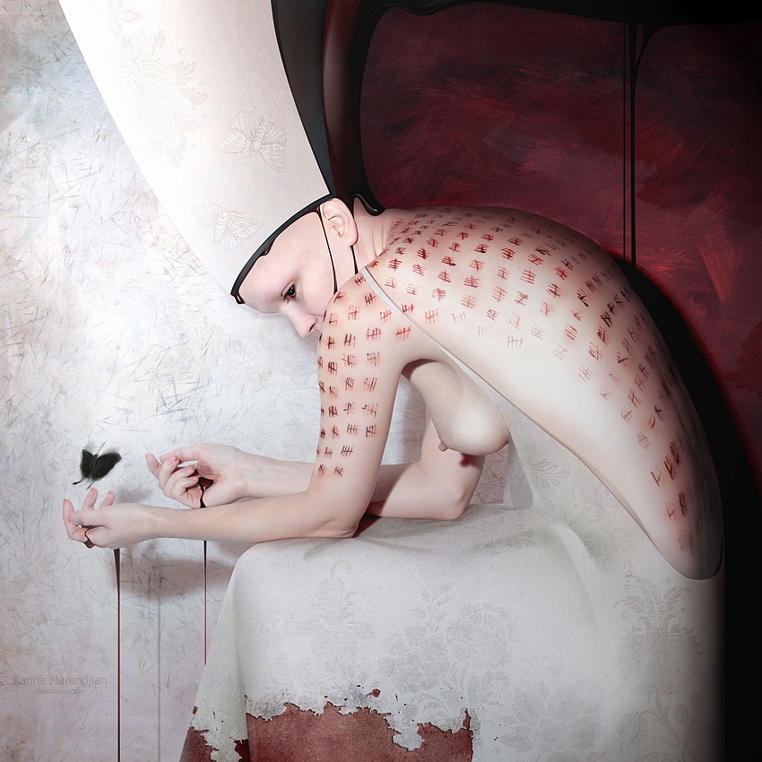 She draws crosses on the walls. by daunhaus She draws crosses on the walls. by daunhaus