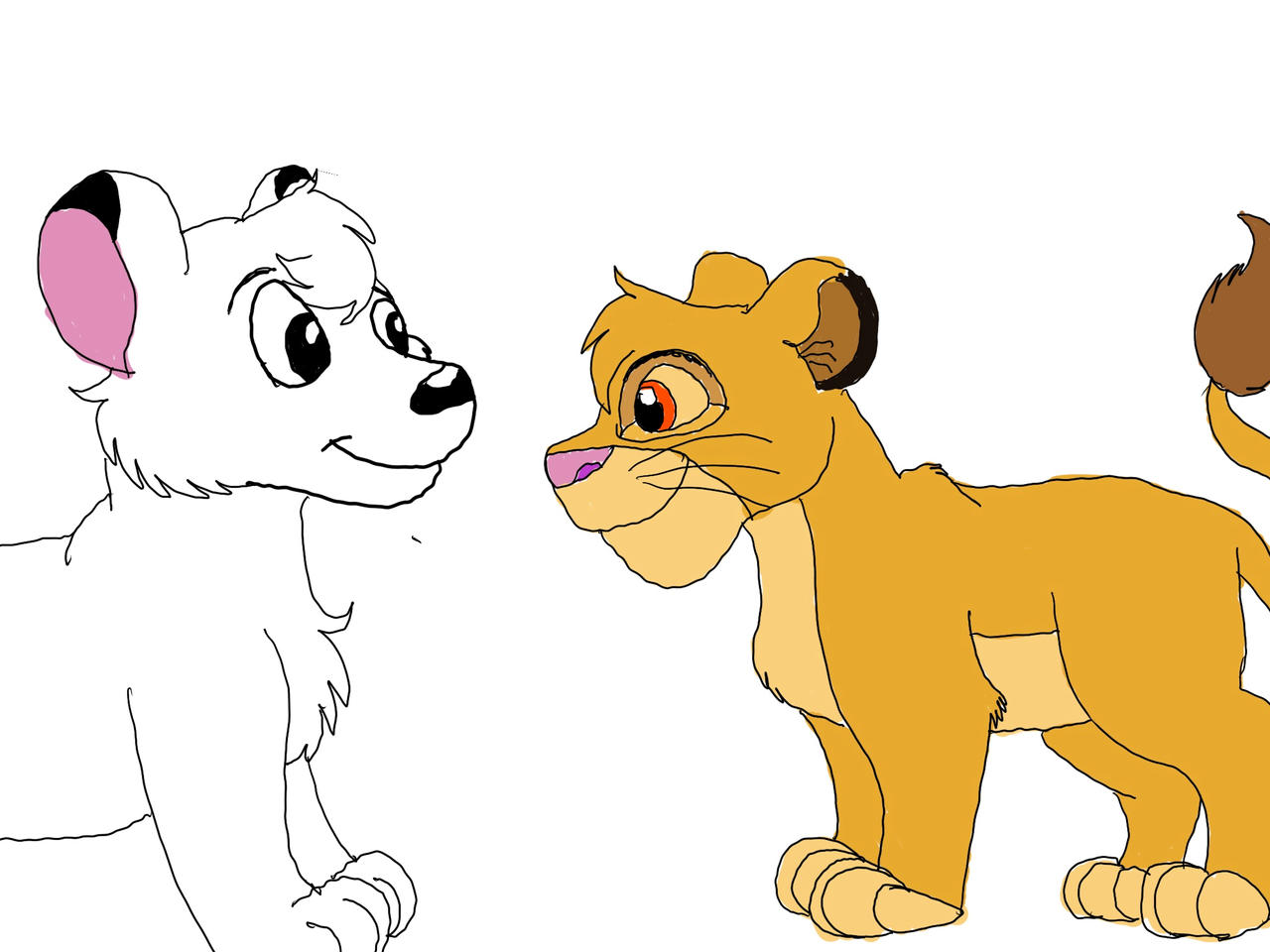 Simba meets Kimba by AdeanThePurpleDragon on DeviantArt