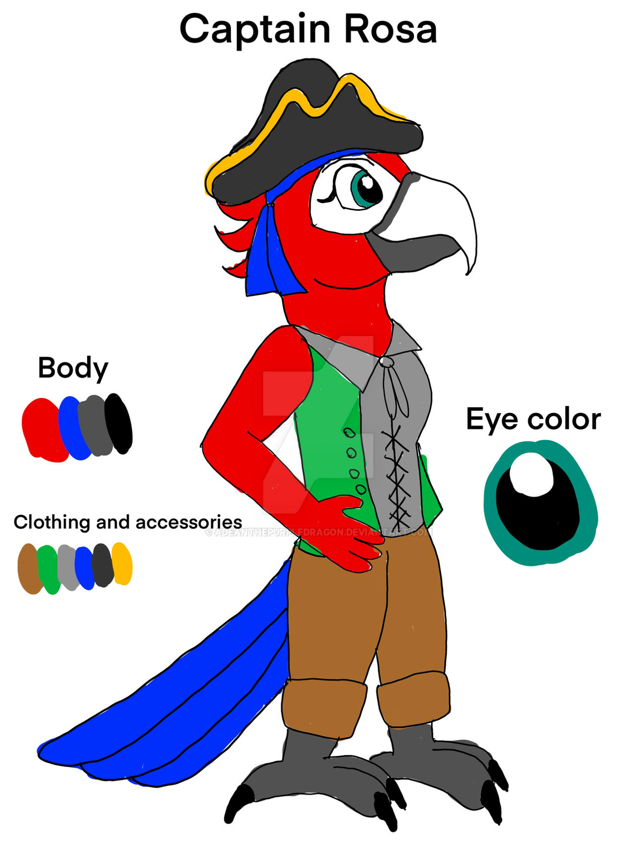 Captain Rosa reference sheet by AdeanThePurpleDragon on DeviantArt