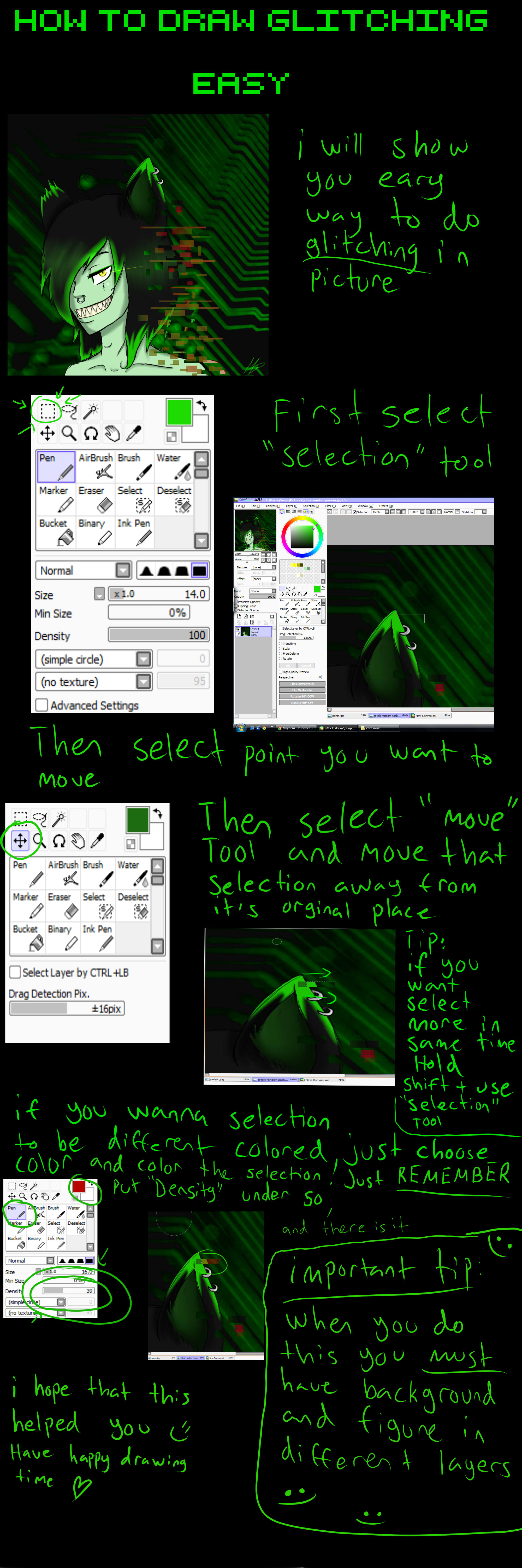 tutorial: how to draw glitching (paint tool sai)