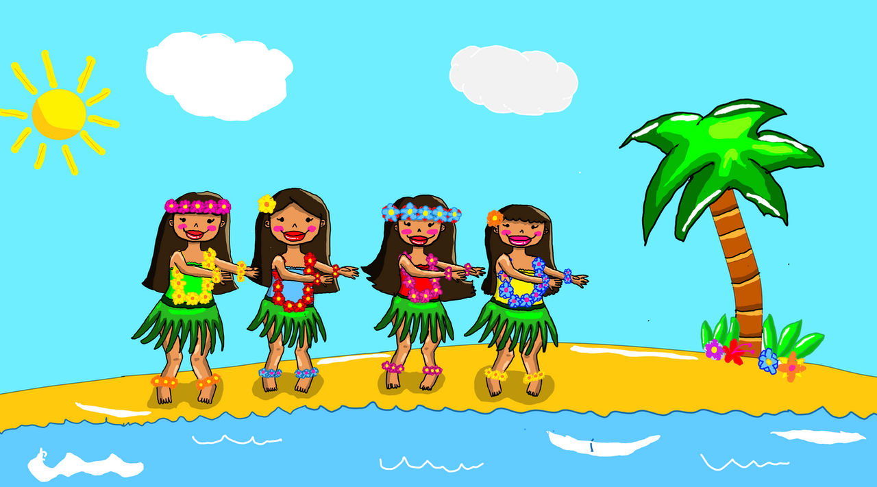 4 Girls Hula Dancing on A Tropical Island. by RainbotProductions14 on ...