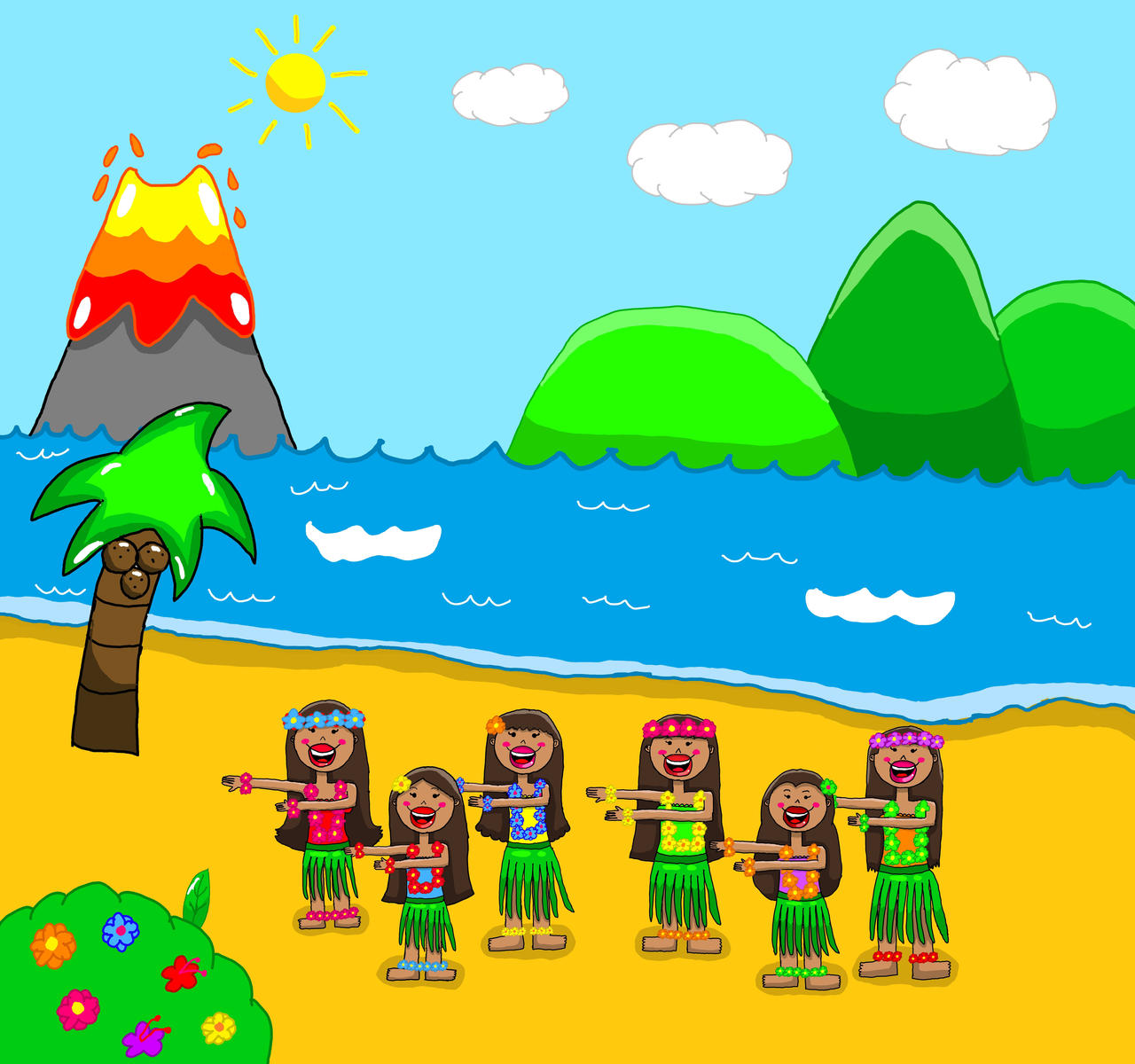 Six Hula girls dancing on a tropical island by RainbotProductions14 on ...