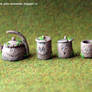 Miniature Old Tea Set with faces #2