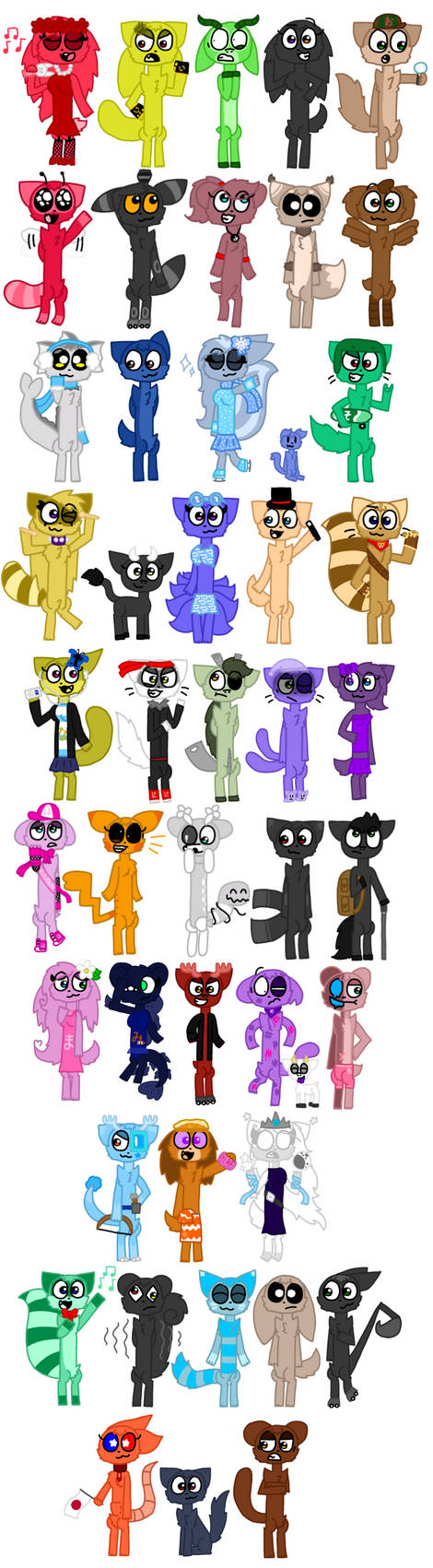 All japanese hiragana mammal AU characters by Lunarthekitsune99 on