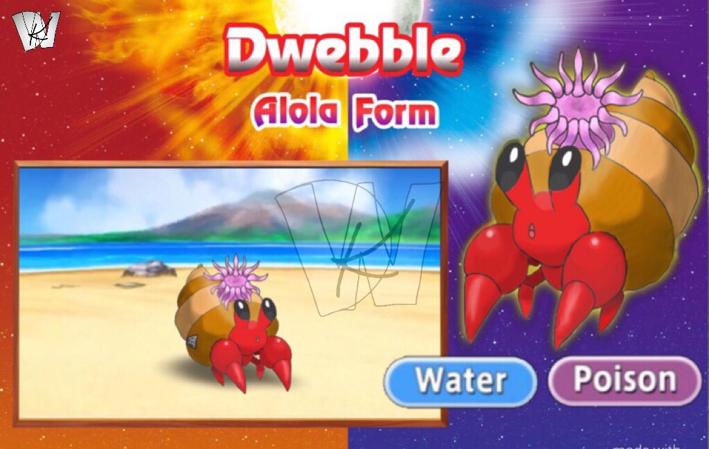 Alola Form Water-Poison Type Dwebble by KalWalker I want it