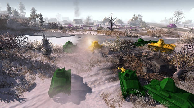 Yellow/Green Tanks Attacking Purple Trenches
