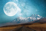 Moon and Mountains Background Horizontal FGM