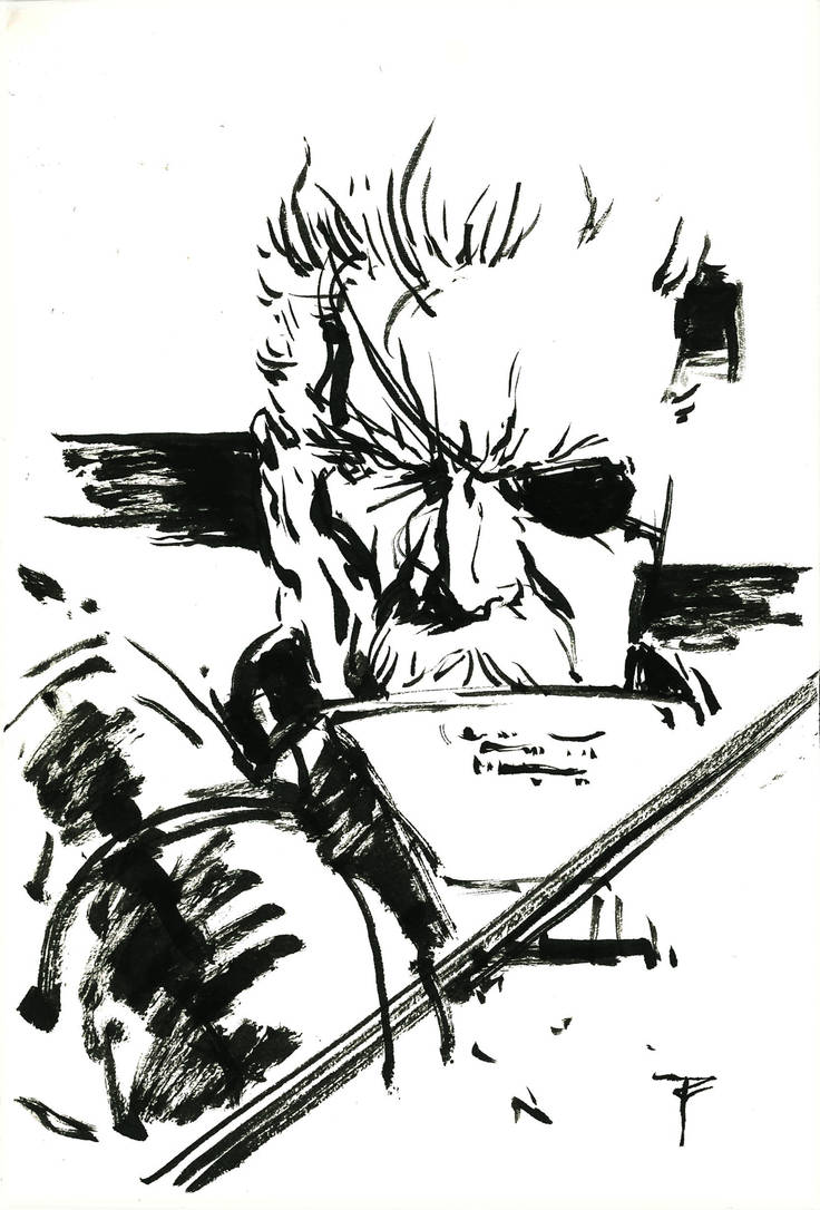 An Art A Day #143 'SOLIDUS SNAKE' (inks) by artofTZU on DeviantArt