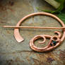 Paisley Penannular Brooch - Copper and Opal