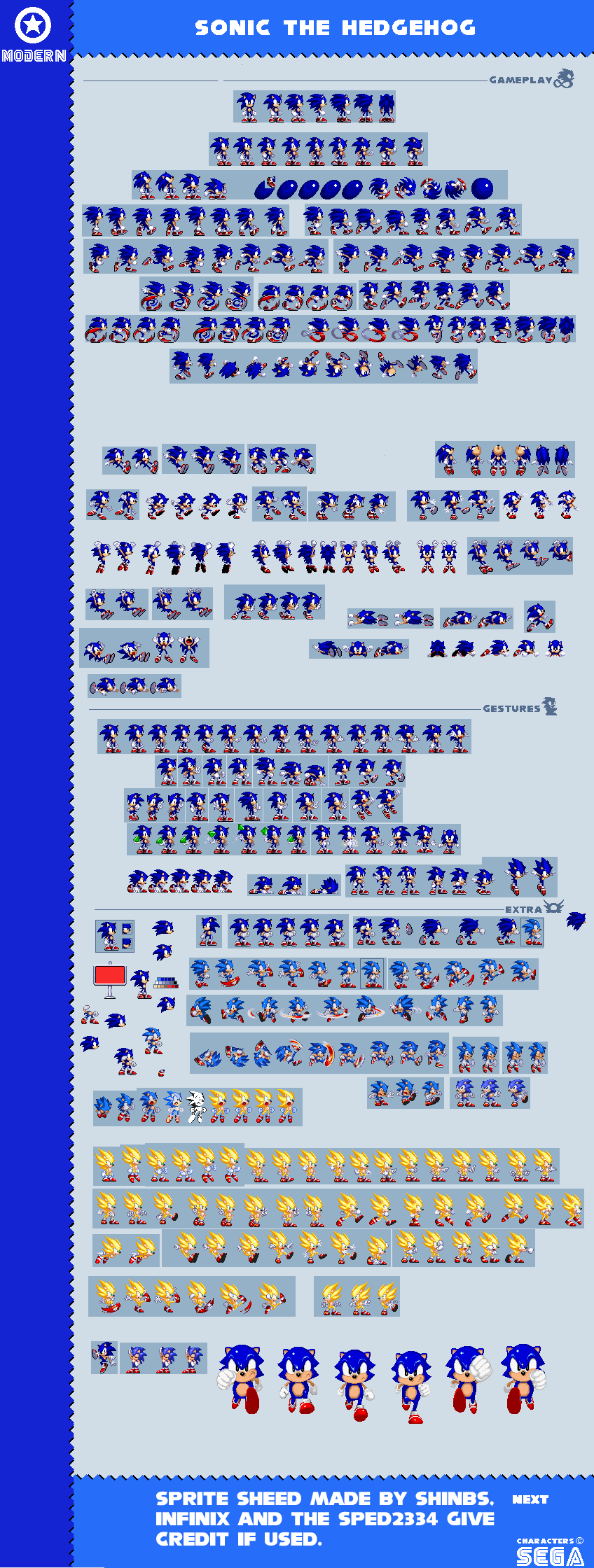 Mini Sheet Of Modgen Classic Sonic Custom Sprites by MekanTheGuy