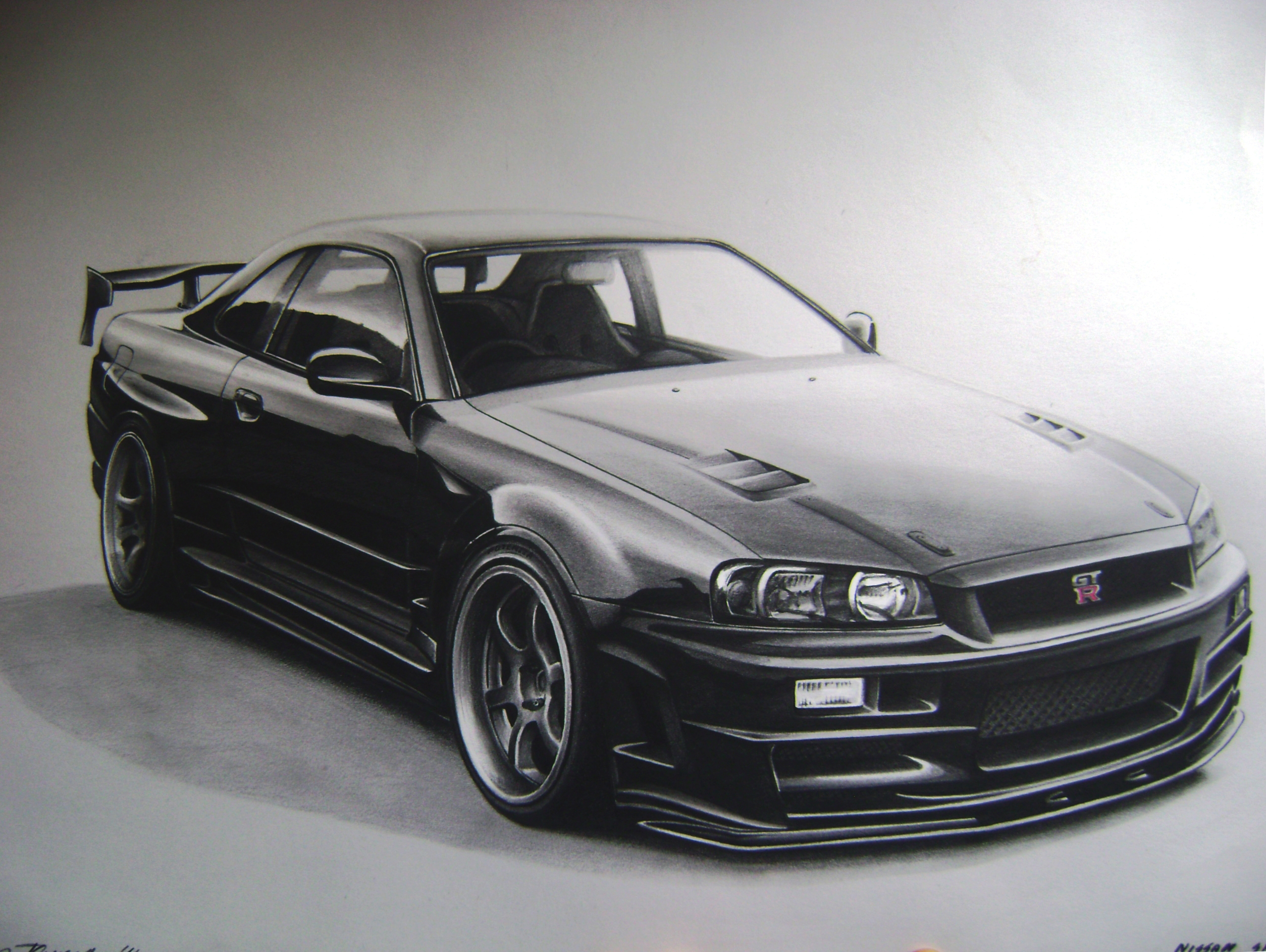 Нарисовать Nissan Skyline r34