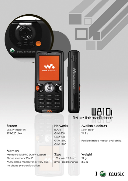 Walkman Phone Catalogue- W810i