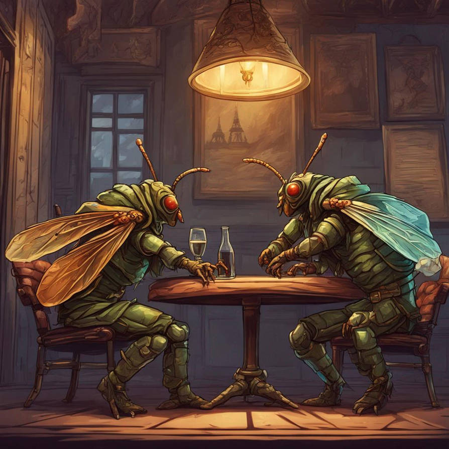 DreamUp - Cicadas flirting in Paris