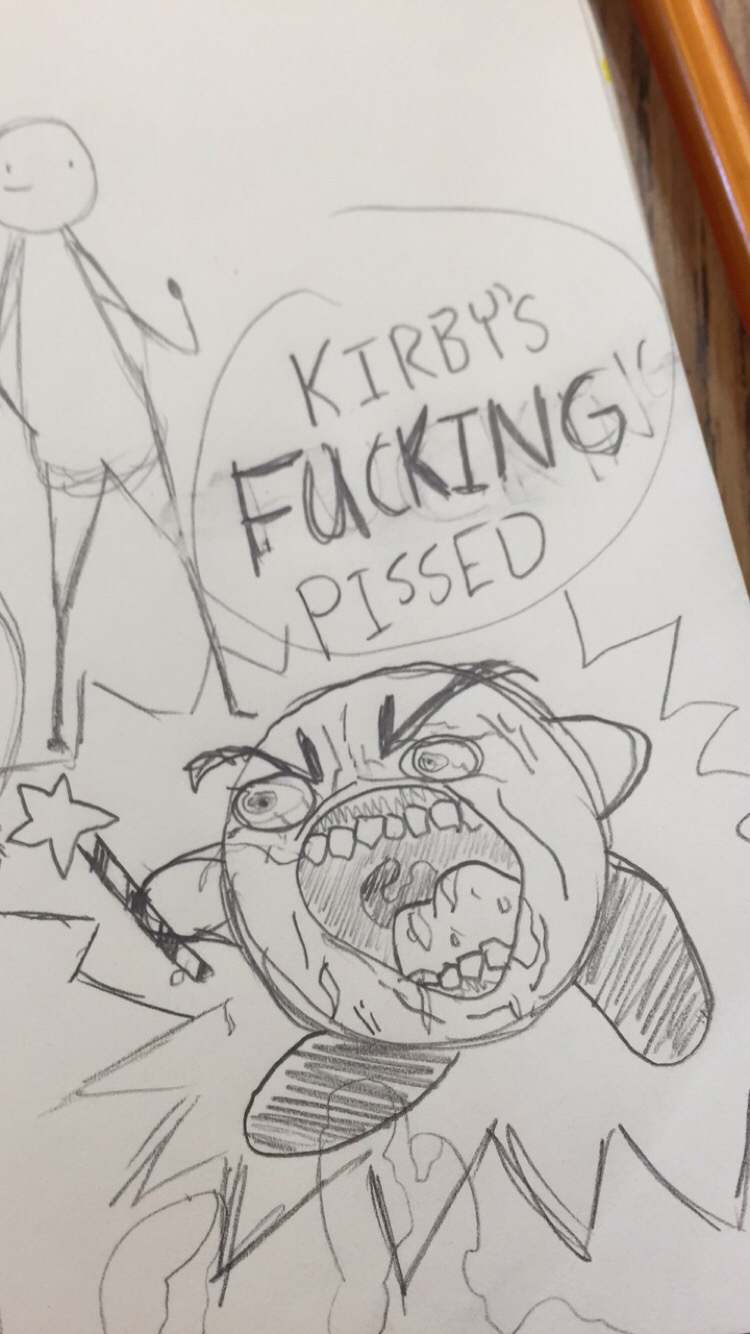 Kirby is not very happy