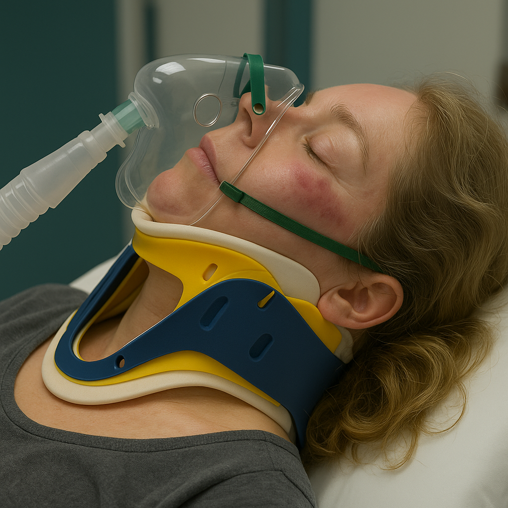 O2 Neck Mask Woman in Neck Brace and Oxygen Mask Close Shot by DieselAsh320 on ...