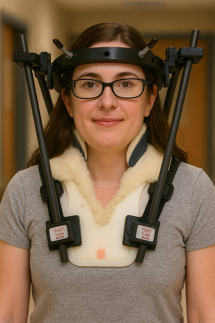 Support Jacket Brunette Woman in Halo Brace Jacket Brace by DieselAsh320 on DeviantArt