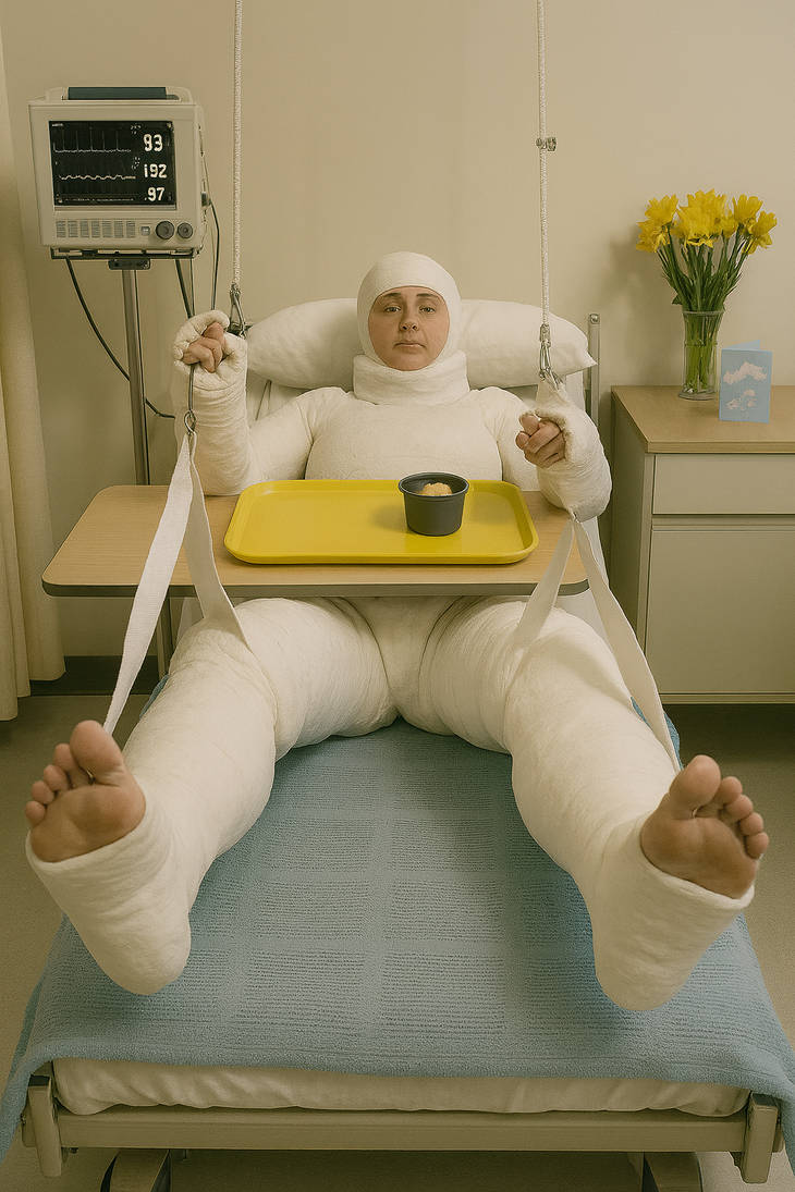 First Body Cast Full Body Cast Female in Traction With Tray Table by DieselAsh320 on ...