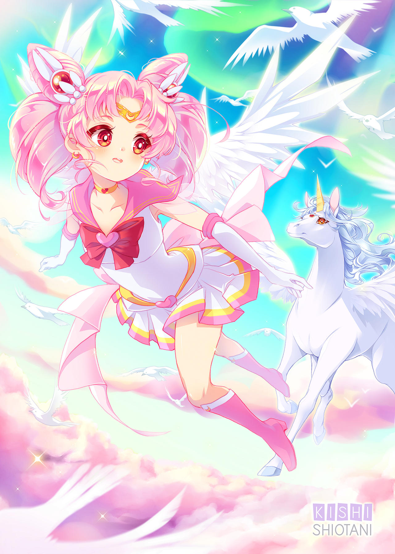 Chibi Moon and Pegasus by KishiShiotani on DeviantArt