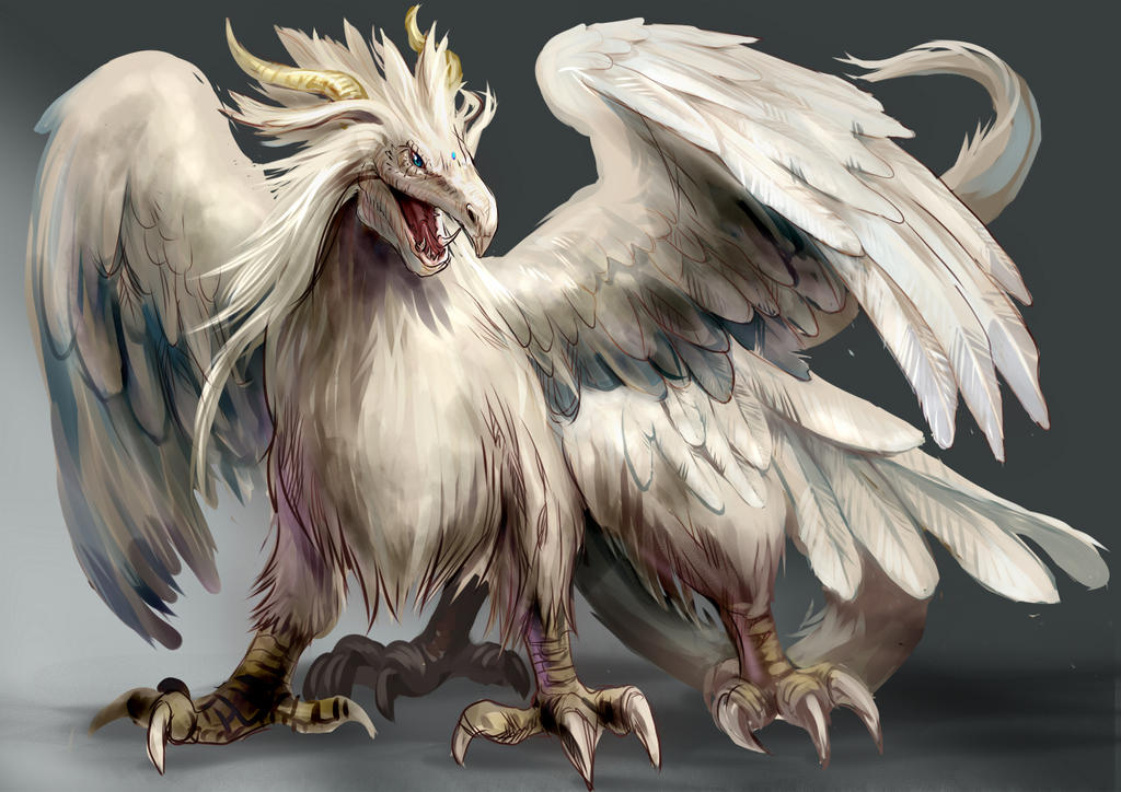 Птица с 6 крыльями. Гриффон альбинос. Совиный Грифон мифическое существо. Пернатый дракон. Дракон с перьями.