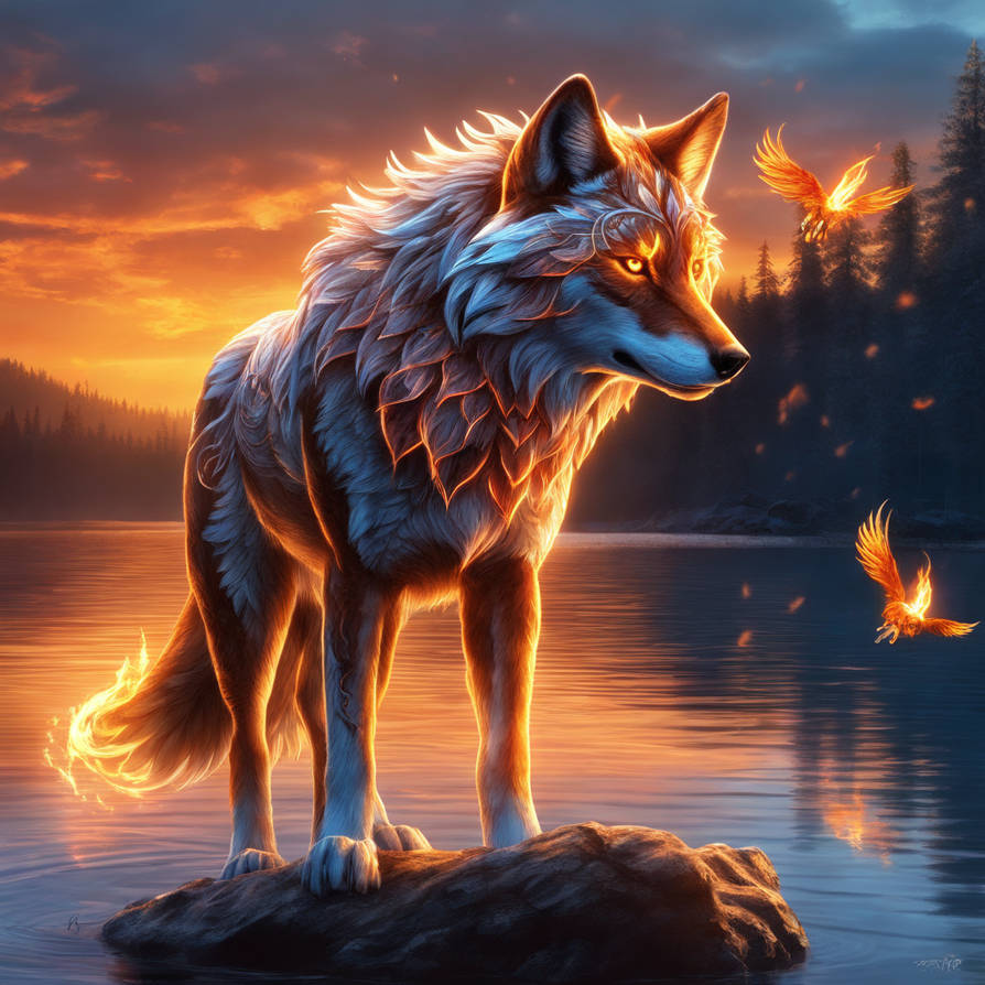 Fire Magic Wolf Mesmerizi fire wolf on a lake of magic by slimshaddy6969 on DeviantArt