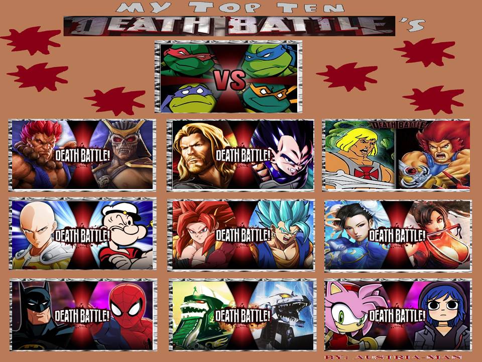 Tableau Battle Deviantart Top 10 Death Battles (My Version) by Criszilla101 on DeviantArt
