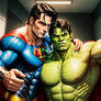 superman and hulk taking selfie