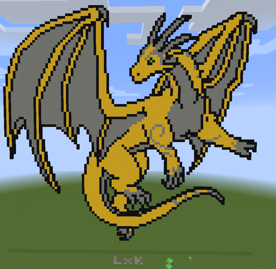 Minecraft Pixel Art Golden Dragon by LawXKagome on DeviantArt