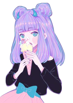 Cute anime style girl with pastel pink and purple hair  Art by  @KittenSquitten on DeviantArt : r/SoftAesthetic