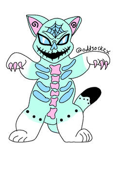 Pastel goth Skelekat adopt auction OPEN