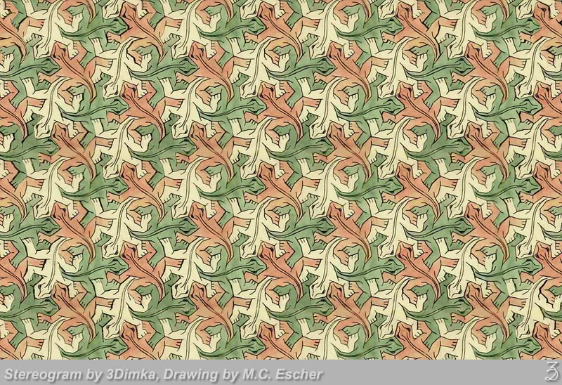 Escher lizards. 3D-Stereogram