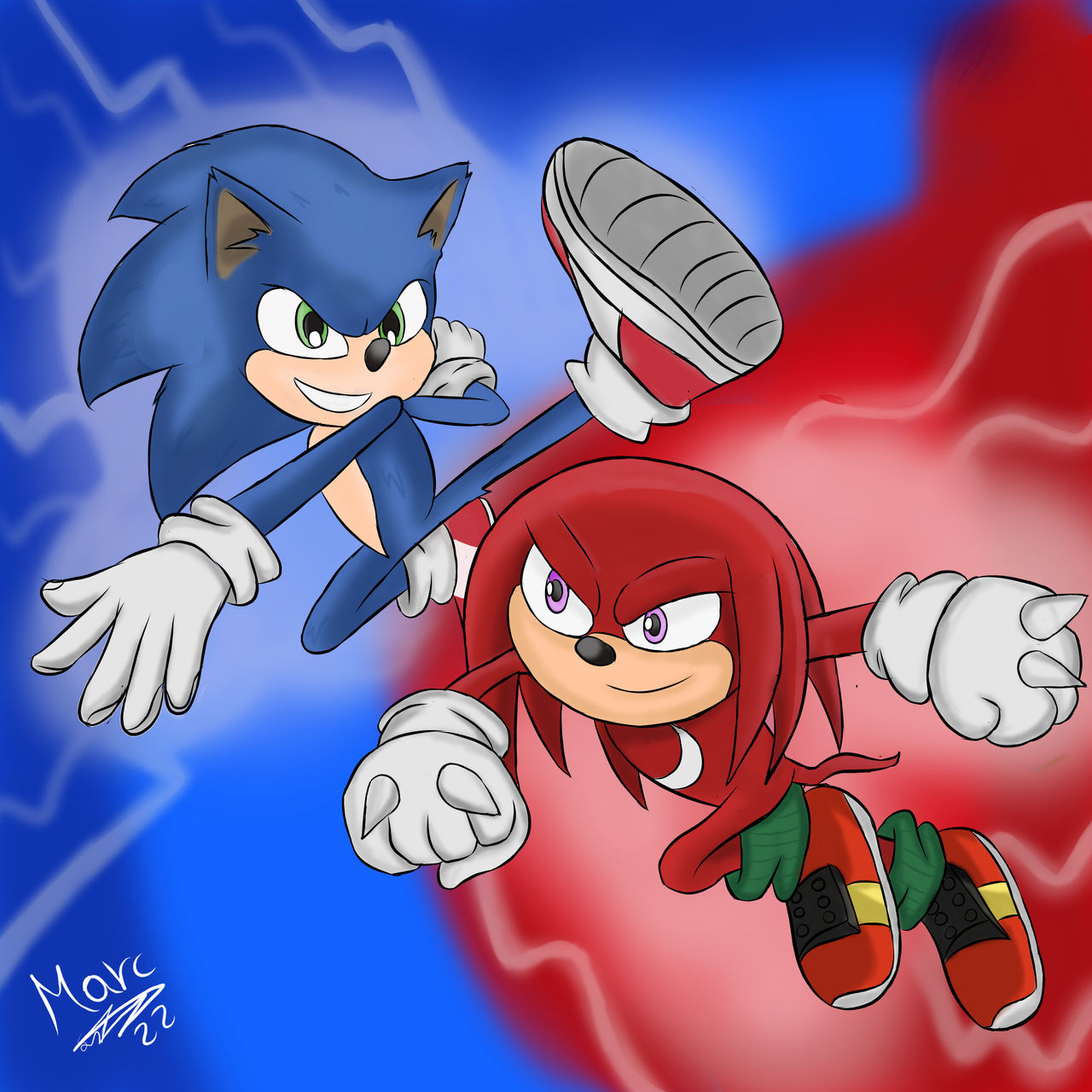 Sonic Vs Knuckles by MarcDibujante on DeviantArt