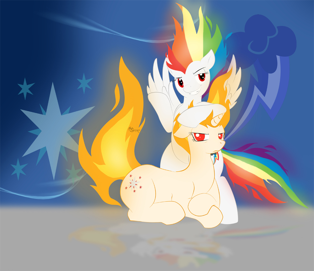 Super Rainbow Dash and Burning Twilight