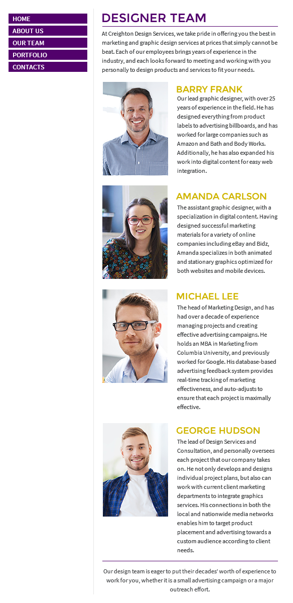 Meet The Team Bio Examples - Free Word Template