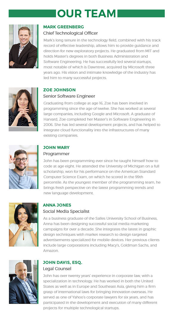 Meet the Team Bio Sample by Biography-Writing on DeviantArt
