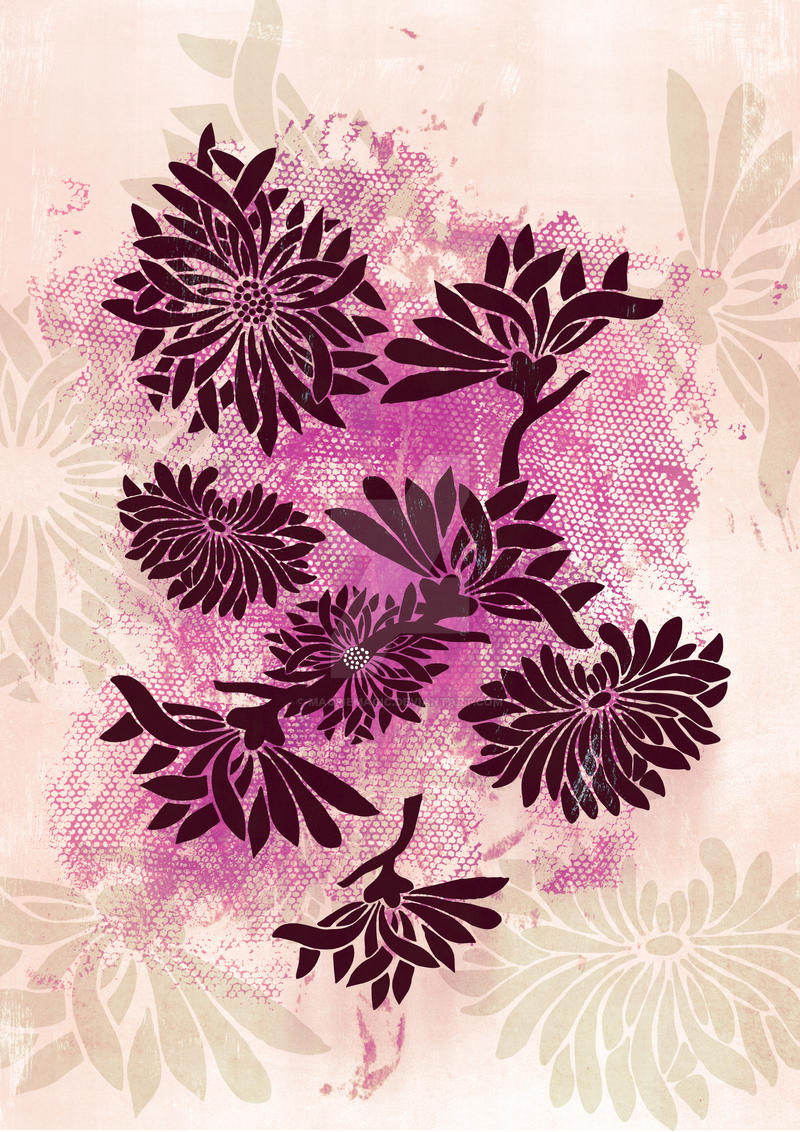 Peonies (black on pink)