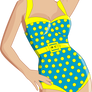 Vintage Yellow Polka Dot One-Piece Swimsuit