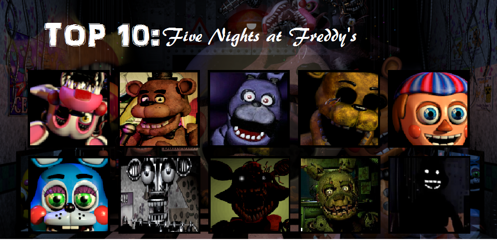 Top 10 Five Nights at Freddy's animatronics by skullofmyenemies on  DeviantArt