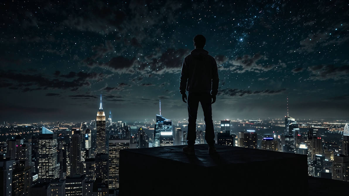 Young Man Overlooking City at Night | 4K by Fr1ction on DeviantArt