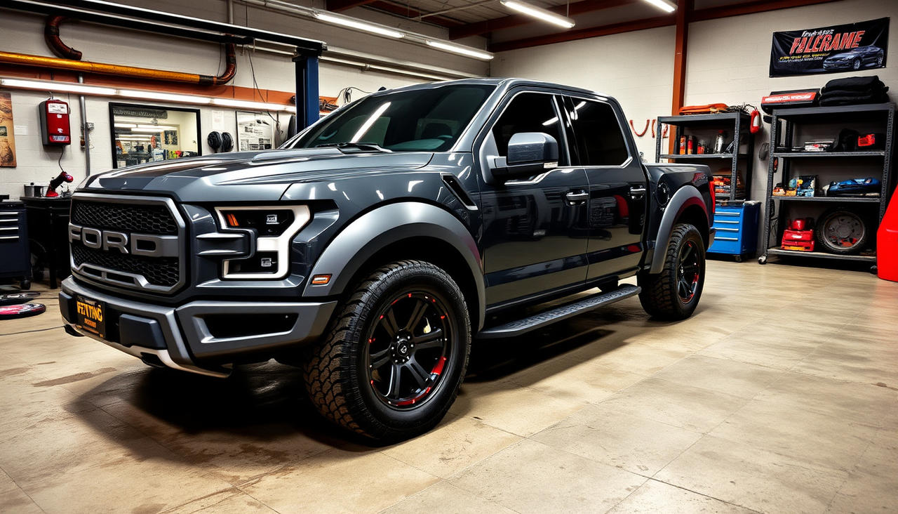 Tuned Ford F-150 Raptor in a tuning garage by masonartcarr on DeviantArt