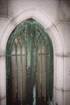 Closeup of the sinclair Mausoleum copper gates