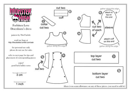 Monster High FL Draculaura dress pattern PART 1