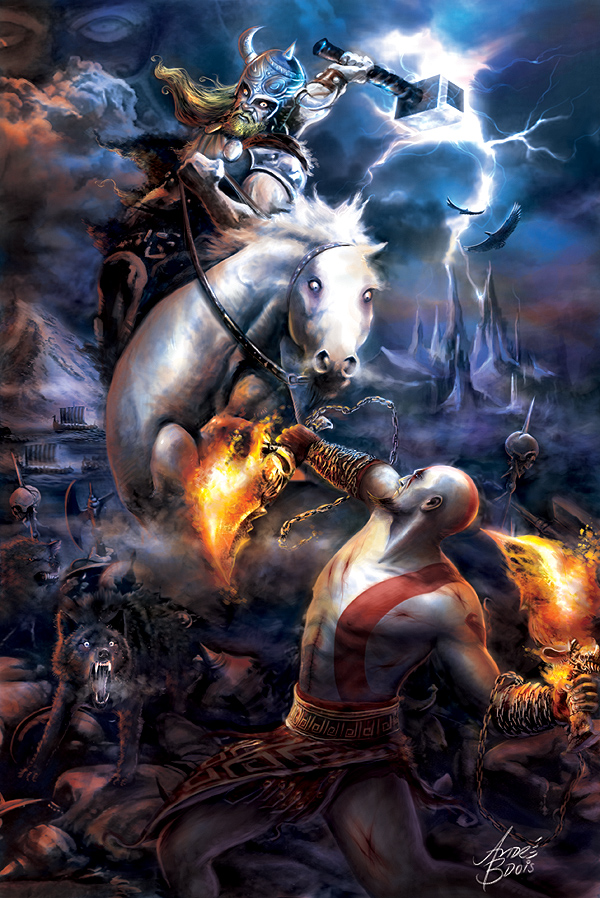 Kratos Vs Thor And Heimdall by DarkKomet on DeviantArt