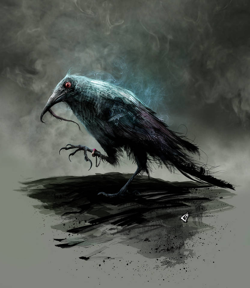 Зловещая птица. Ворон-пересмешник мифология. Вороны фэнтези. Мрачные птицы.