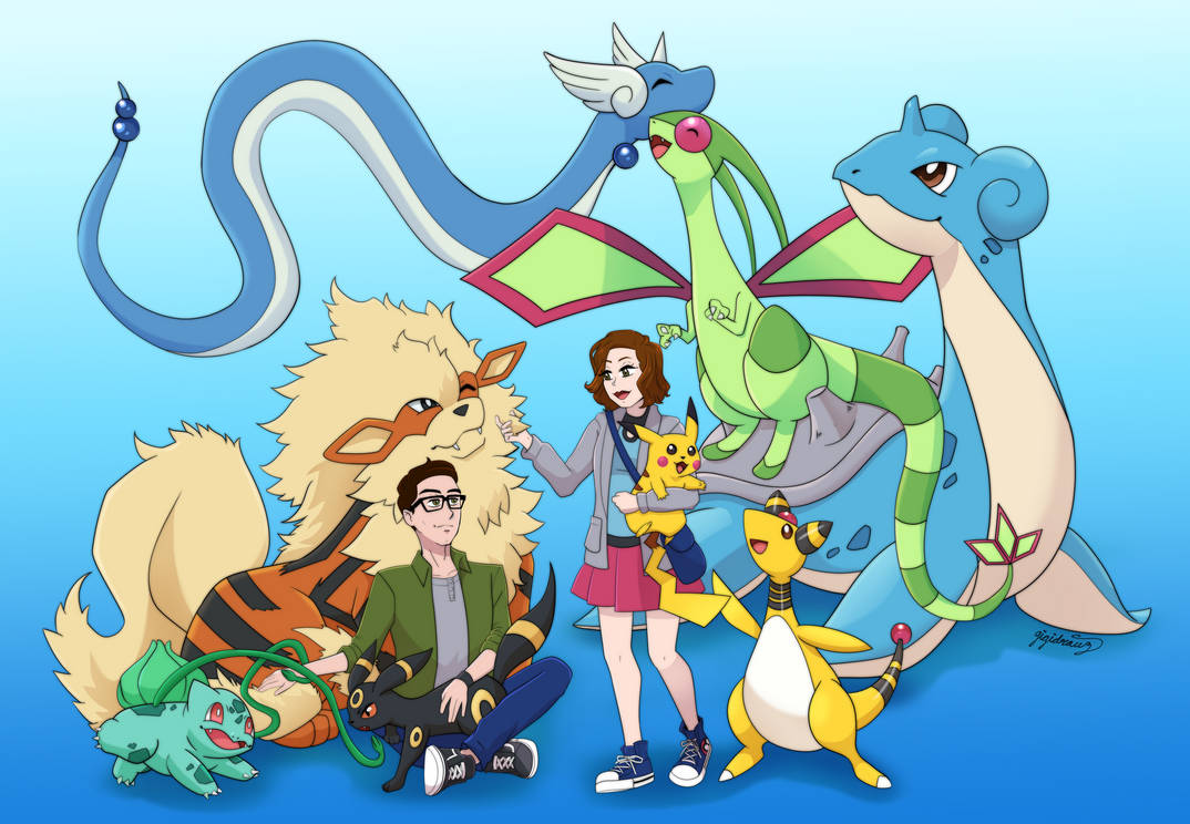 Deviantart Pokemon Conjoin Pokemon Couple Portrait Commission by gigidrawzart on DeviantArt