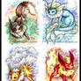Eevee + 'eons paintings 1-4