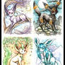 Eevee + 'eons paintings 5-8