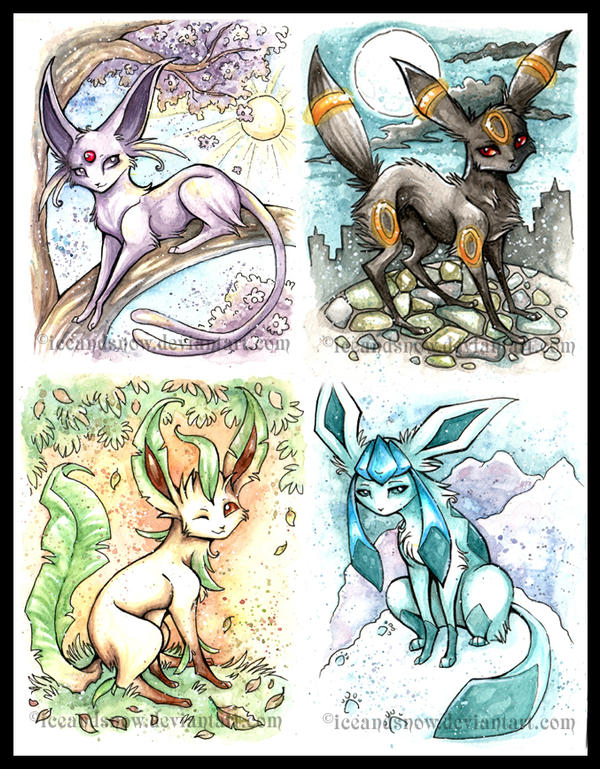 Eevee + 'eons paintings 5-8 by IceandSnow