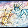 Pikachu and Vaporeon