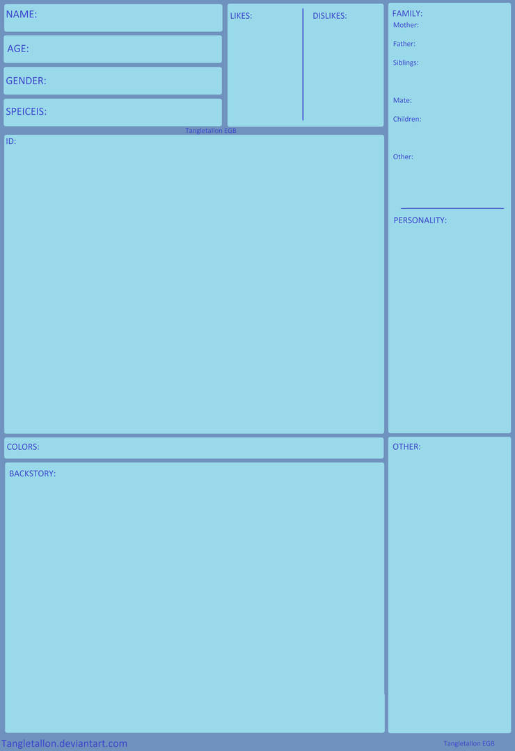 Blue Reference Sheet by Tangletallon on DeviantArt