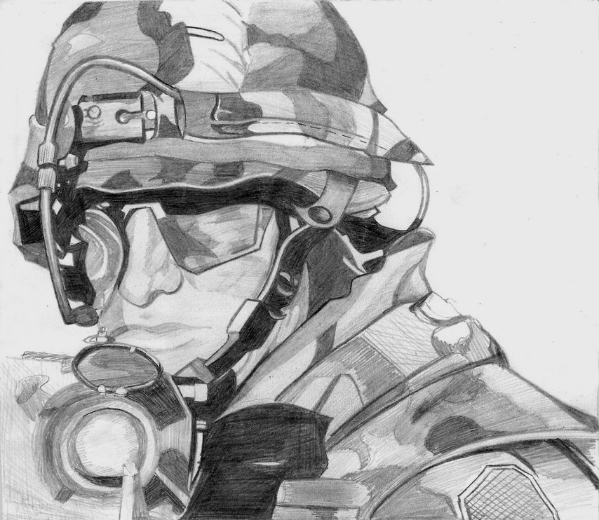 Unique Army Sketch Drawing for Kindergarten